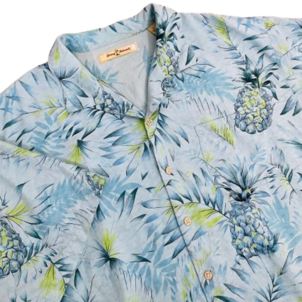 Tommy Bahama Men's Silk Hawaiian Shirt Button Down Short Sleeve Size XL Blue